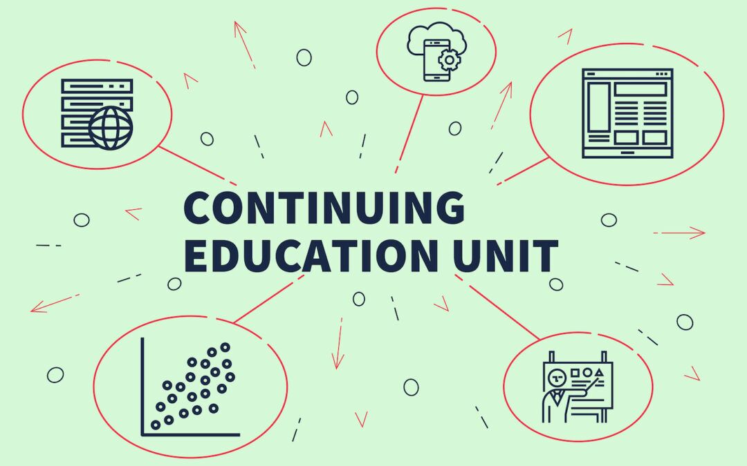 Conceptual business illustration with the words continuing education unit